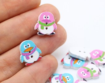 Penguin Wooden Buttons, Boy / Girl Buttons, Animal Buttons, Wooden Buttons, Kids Buttons, Baby Buttons, Crafting & Sewing Projects