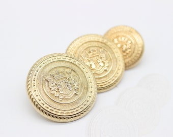 Gold Metal Buttons, Kingdom Buttons, Twin Horse Buttons, for your Sewing and Crafting Projects (Blazer, Jacket, Coat, Sweater)