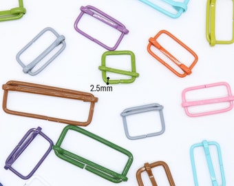 Metal Adjustable slider, Slide bar, Rectangular loop for strap, Adjuster Buckle, Purse Hardware, For Strap Purse Belt & More