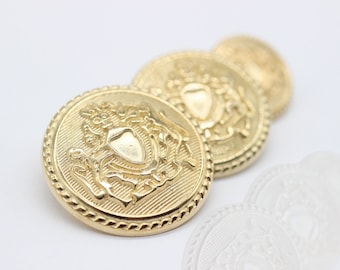Gold Metal Buttons, Crown Royal Buttons, Twin Horse Buttons, for your Sewing and Crafting Projects (Blazer, Jacket, Coat, Sweater)