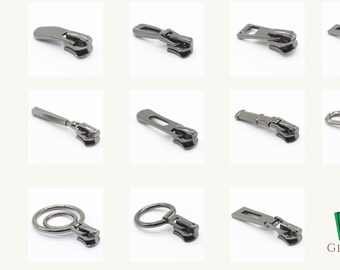 Metalic Black Zipper Pull, Tip #5, Metal Zipper Pull, Zipper Cover With Metal Gear Zipper Head For Bags, Zippers & Clothing Accessories, A++