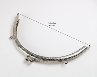 7.8 Inches Metal Purse Frame, Silver, Holes Purse Frame, Sewing Handbag, Bag Supplies, Bag Frame, Gold Purse Frame, 7.8 Inches (20cm) Sizes