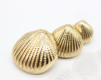 Shell Metal Buttons, Gold Metal Buttons, Golden Buttons, Round Wave, for your Sewing and Crafting Projects (Blazer, Jacket, Coat, Sweater)