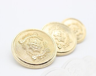 Gold Metal Buttons, The Guards Button, for your Sewing and Crafting Projects (Blazer, Jacket, Coat, Sweater)