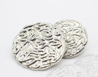 Silver Metal Buttons, Wrinkle Button, Silver Buttons, Round Wave, for your Sewing and Crafting Projects (Blazer, Jacket, Coat, Sweater)