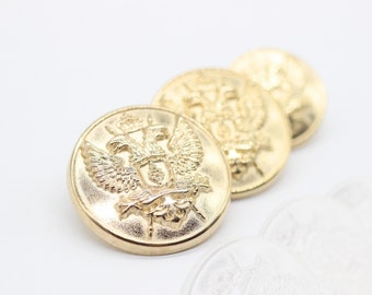 Gold Metal Buttons, Twin Eagle Button, Crown Buttons, for your Sewing and Crafting Projects (Blazer, Jacket, Coat, Sweater)
