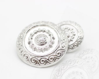 Silver Metal Buttons, Floral Motif Metal Buttons, Silver Buttons, for your Sewing and Crafting Projects (Blazer, Jacket, Coat, Sweater)