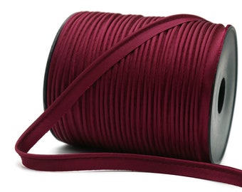 Burgundy Swiss Satin Piping Trim Satin, Available in 25 Colors, Edge Trim, Cord Trim, Satin Cord, supplies for Pillows, Draperies, etc.