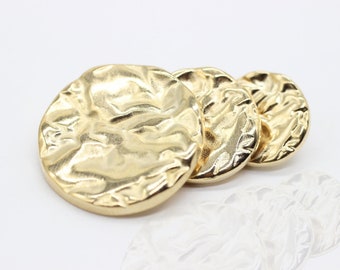 Gold Metal Buttons, Wrinkle Button, Golden Buttons, Round Wave, for your Sewing and Crafting Projects (Blazer, Jacket, Coat, Sweater)