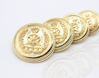 Gold Metal Buttons, Crown Metal Buttons, Top Symbol Buttons, for your Sewing and Crafting Projects (Blazer, Jacket, Coat, Sweater)