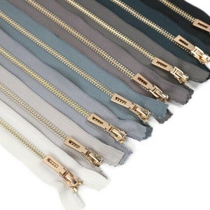 Gold Teeth Metal Zipper, Gray Metal Zipper, Bottom Type Zipper, Gold Metal Zipper, Elegant Closure for Fashion, Craft and Sewing Suplies