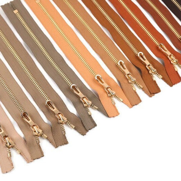 Gold Brass Metal Zipper #5 size 6 inch-40 inch Size & 10 Color Option | Bag Zipper, Purse Zipper, Fashion Zipper,Bag Making