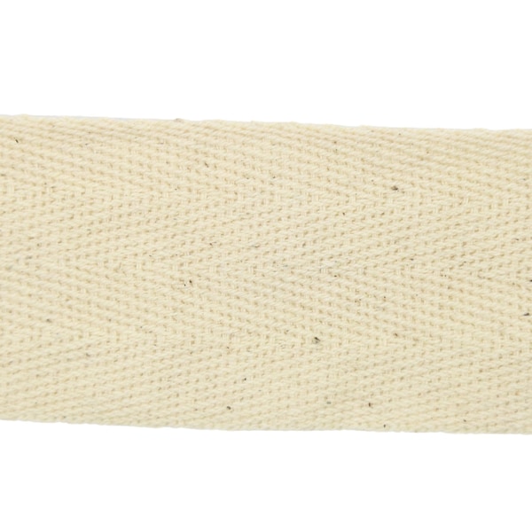 Ruban sergé de coton de 40 mm (1 1/2 po.), sangle à chevrons, sangle ivoire, par mètre, ruban de sangle, 100 % coton naturel, ruban à chevrons