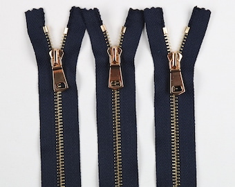 Metal Zipper Tip#5 Navy Blue | 1pack of 5pcs | 6 inch-40 inch Size & 3 Teeth Color | Bag Zipper, Purse Zipper, Fashion Zipper, Bag Making