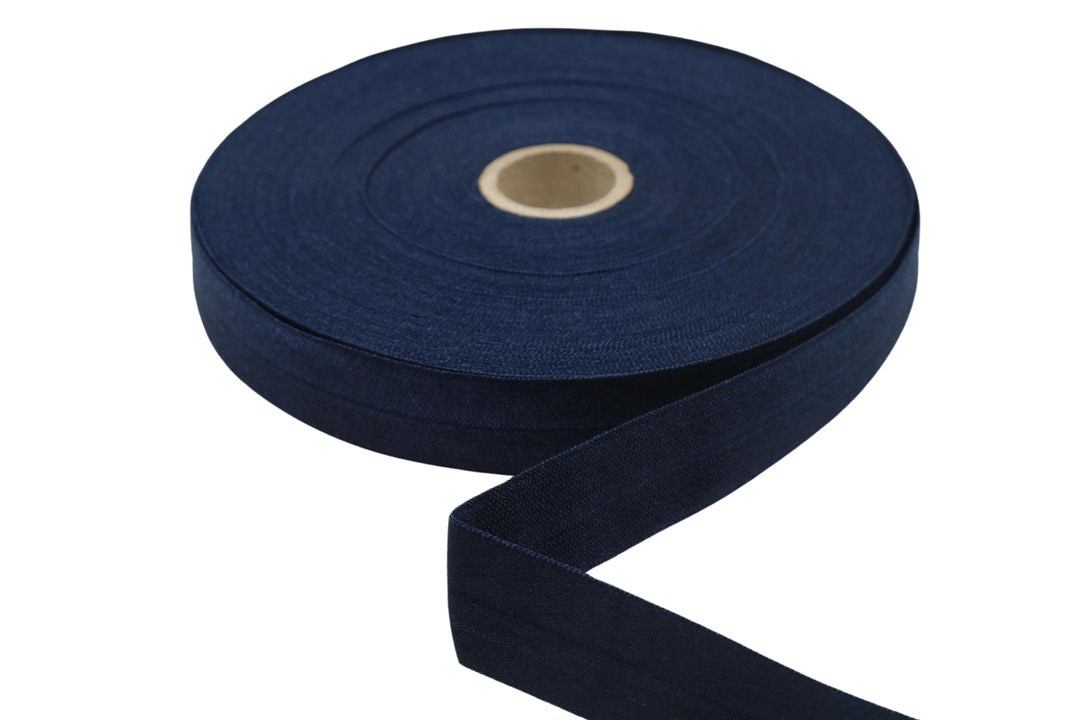 3/4 Inches Fold Over Shiny Elastic Band, 20mm Navy Blue, Elastic Ribbon ...