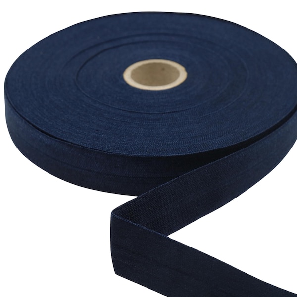 3/4 Inches Fold Over Shiny Elastic Band, 20mm Navy Blue, Elastic ribbon, Elastic Headbands, 13 Colors, Shiny elastic ribbon, Sewing Elastic