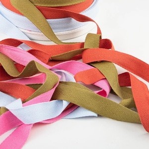 3/4 Inches Herringbone Cotton Tape, 20mm Lightweight Webbing, by the yard, Webbing tape, %100 Cotton, Cotton Twill Tape,