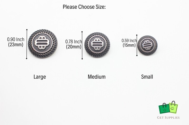 Black Metal Buttons, Jacket Buttons, Black Buttons, for Your Sewing and