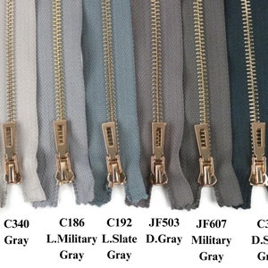 14 inch Tip 5 Gold Metal Zipper, 14 inches sizes, Available in 78 colors, High Quality, Handcraft zippers, cloth zipper, lightweight zipper image 5
