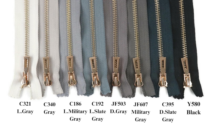 14 inch Tip 5 Gold Metal Zipper, 14 inches sizes, Available in 78 colors, High Quality, Handcraft zippers, cloth zipper, lightweight zipper image 5