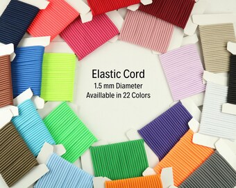 1.5mm Elastic Cord, Round Stretch Cord, Sewing Supplies, Elastic drawcord, Durable Elastic, Versatile Elastic Cord for Craft & DIY Projects