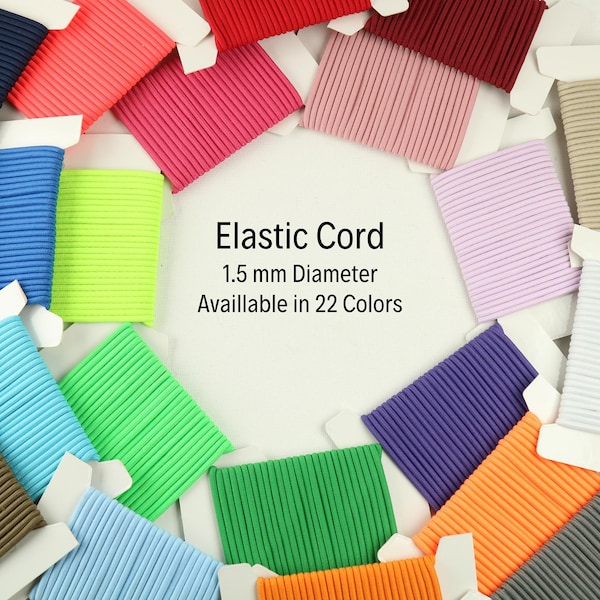 1.5mm Elastic Cord, Round Stretch Cord, Sewing Supplies, Elastic drawcord, Durable Elastic, Versatile Elastic Cord for Craft & DIY Projects