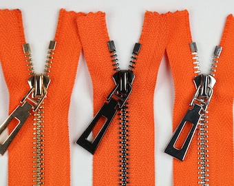 Metallreißverschluss #5 Orange | 1 Packung mit 5 Stück | 15 cm Größe & 3 Zähne Farbe | Taschenreißverschluss, Geldbörsenreißverschluss, Modereißverschluss, Taschenherstellung