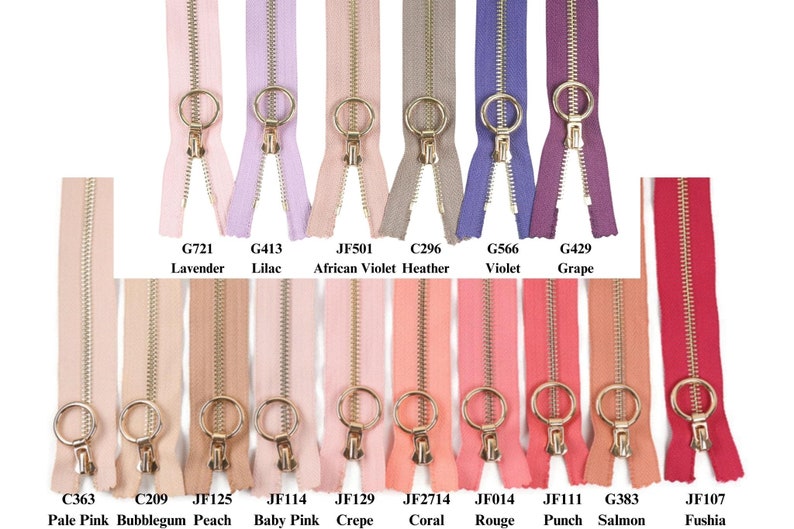 14 inch Tip 5 Gold Metal Zipper, 14 inches sizes, Available in 78 colors, High Quality, Handcraft zippers, cloth zipper, lightweight zipper image 8