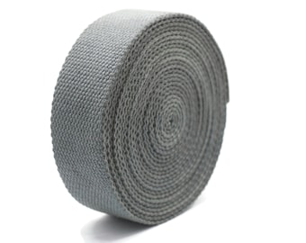Cotton Webbing (25mm, 32mm, 38mm) Charcoal Gray Webbing By The Yard, Webbing Straps for Webbing Bag Handles, Bag Strap, Tote Bag Webbing