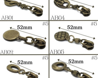 Antique Bronze | Metal Zipper Pull #5, Zipper Cover With