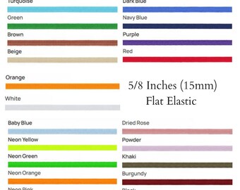 Flat Elastic 5/8 inches(15mm) , Sewing Crafts, Elastic band, Ultra Soft elastic band, Elastic rope, Sewing Elastic, Color wide elastic