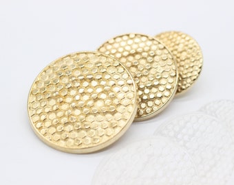 Gold Metal Buttons, Beehive Metal Buttons, Bee Buttons, for your Sewing and Crafting Projects (Blazer, Jacket, Coat, Sweater)