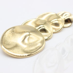 Large Metal Buttons, Wrinkle Button, Gold Plated Buttons, Round Wave, for your Sewing and Crafting Projects Blazer, Jacket, Coat, Sweater image 1