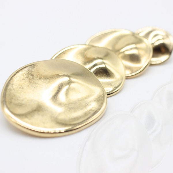 Large Metal Buttons, Wrinkle Button, Gold Plated Buttons, Round Wave, for your Sewing and Crafting Projects (Blazer, Jacket, Coat, Sweater)