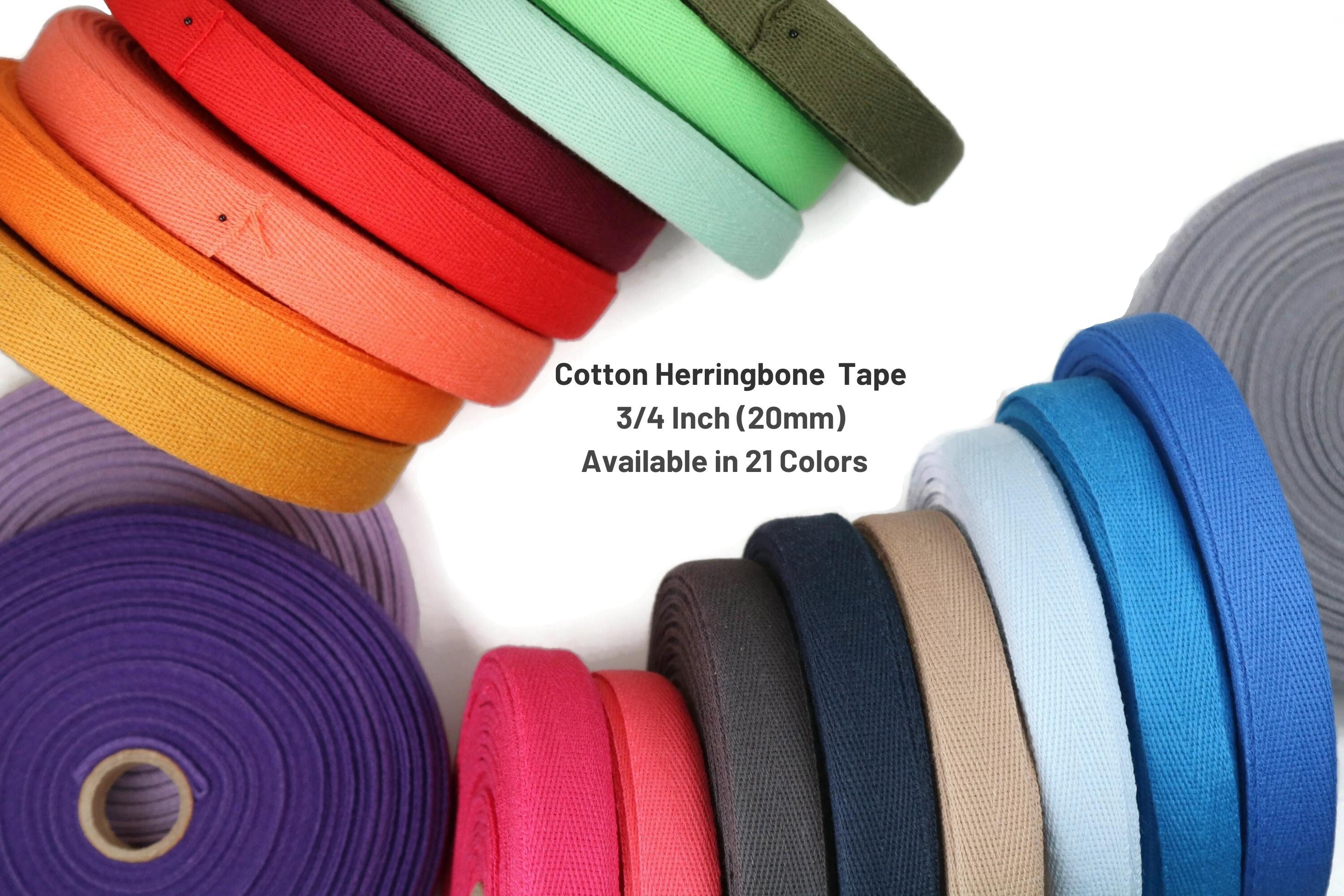 3/4 Inches Herringbone Cotton Tape, 20mm Lightweight Webbing 3/4 Inches Herringbone Cotton Tape, 20mm Lightweight Webbing