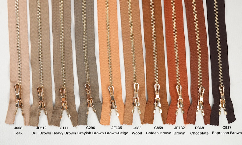 Gold Metal Zipper, 6-40 inches sizes, Tip 5 ,Available in 78 colors, High Quality, Handcraft zippers, clothing zipper, lightweight zipper zdjęcie 7