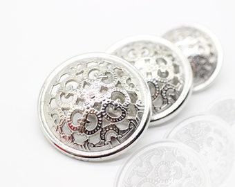 Zilveren metalen knopen, barokke metalen knopen, koninklijke knopen, voor uw naai- en knutselprojecten (blazer, jas, jas, trui)