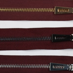 Metal Zipper Tip5 Bordeux 1pack of 5pcs 6 inch-40 inch Size & 3 Teeth Color Bag Zipper, Purse Zipper, Fashion Zipper, Bag Making zdjęcie 4