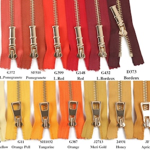Gold Metal Zipper, 6-40 inches sizes, Tip 5 ,Available in 78 colors, High Quality, Handcraft zippers, clothing zipper, lightweight zipper zdjęcie 2
