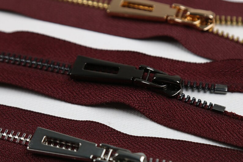 Metal Zipper Tip5 Bordeux 1pack of 5pcs 6 inch-40 inch Size & 3 Teeth Color Bag Zipper, Purse Zipper, Fashion Zipper, Bag Making zdjęcie 5