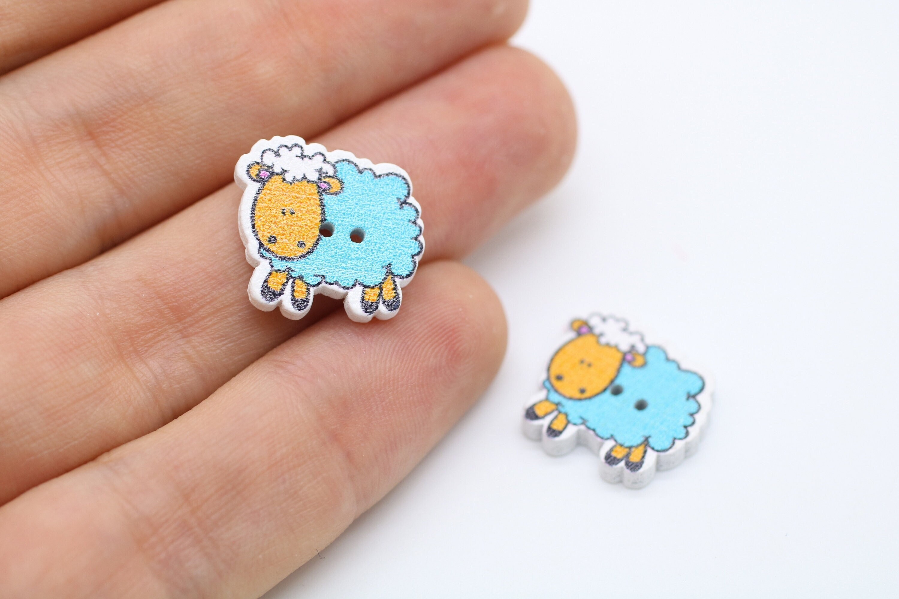 Sheep Kids Buttons, Boy / Girl Buttons, Colorful Buttons, Wooden ...