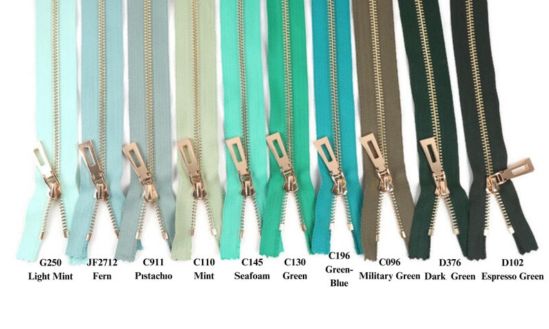 Gold Metal Zipper, 6-40 inches sizes, Tip 5 ,Available in 78 colors, High Quality, Handcraft zippers, clothing zipper, lightweight zipper zdjęcie 6