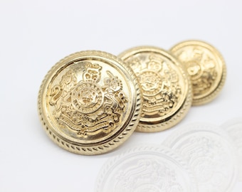 Gold Metal Buttons, Twin Lions Metal Button, Metal Shank Buttons, for your Sewing & Crafting Projects (Blazer, Jacket, Coat, Sweater)