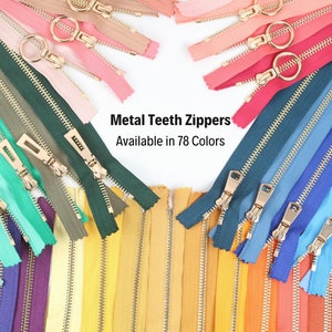 Gold Metal Zipper, 6-40 inches sizes, Tip 5 ,Available in 78 colors, High Quality, Handcraft zippers, clothing zipper, lightweight zipper image 1