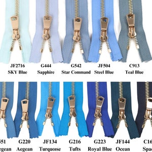 Gold Metal Zipper, 6-40 inches sizes, Tip 5 ,Available in 78 colors, High Quality, Handcraft zippers, clothing zipper, lightweight zipper zdjęcie 3