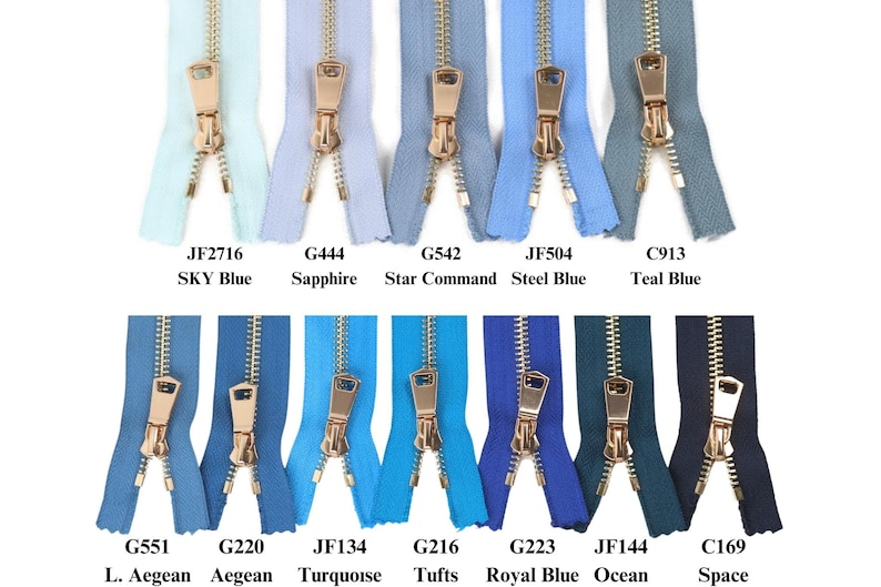 Gold Metal Zipper, 6-40 inches sizes, Tip 5 ,Available in 78 colors, High Quality, Handcraft zippers, clothing zipper, lightweight zipper zdjęcie 3