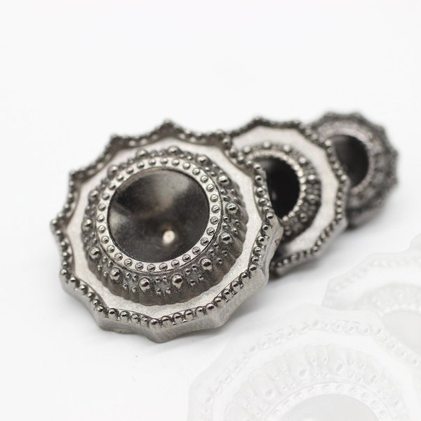 Black Metal Buttons, Nest of Stone Button, Metal Shank Buttons, for your Sewing and Crafting Projects (Blazer, Jacket, Coat, Sweater)