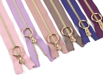 Gold Brass Metal Zipper |#5 size|1pack of 5pcs | 6 inch-40 inch Size & 6 Color Option | Bag Zipper, Purse Zipper, Fashion Zipper, Bag Making