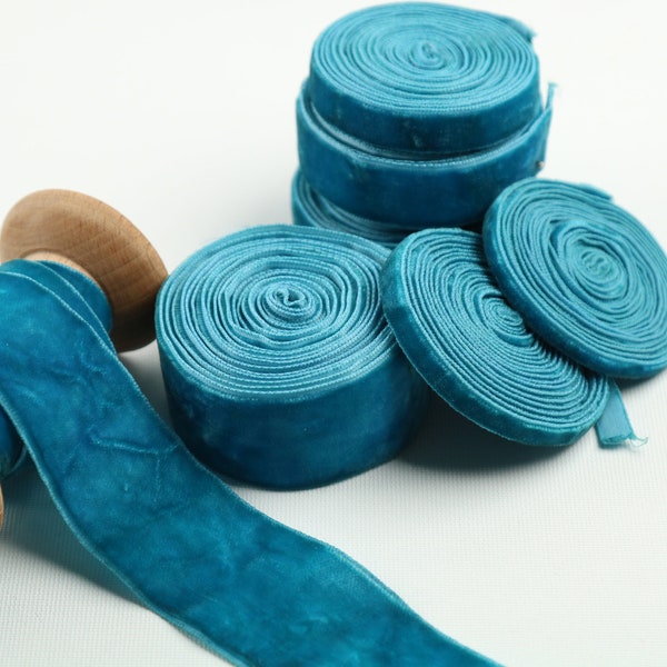 Teal Blue Velvet Ribbons, Luxury Premium Quality, Velvet, Plush Texture, Versatile Velvet Ribbon, Luscious Texture for Crafting Excellence
