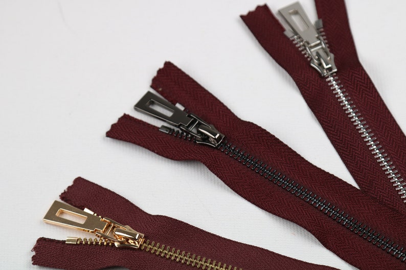 Metal Zipper Tip5 Bordeux 1pack of 5pcs 6 inch-40 inch Size & 3 Teeth Color Bag Zipper, Purse Zipper, Fashion Zipper, Bag Making zdjęcie 3